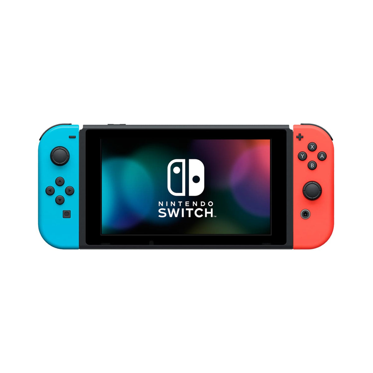 Nintendo Switch console with Neon Blue and Neon Red Joy-Con