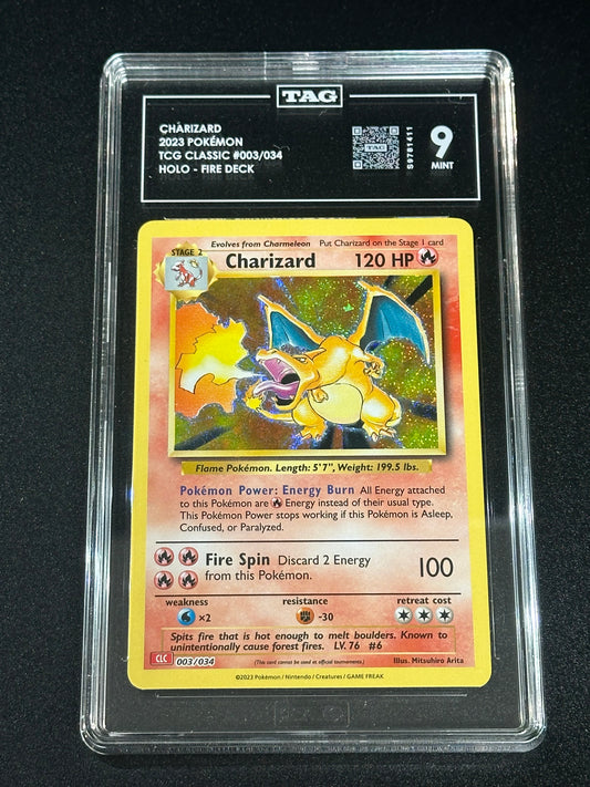 Pokemon Charizard 003/034 Holo TCG Classic TAG 9 MINT