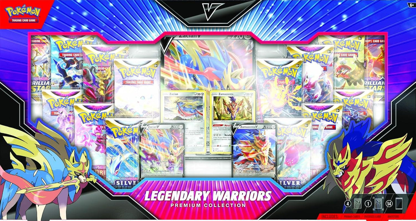 Pokemon TCG: Legendary Warriors Premium Collection Box, Zacian Zamazemta Promos, 14 Booster Packs from Sword & Shield