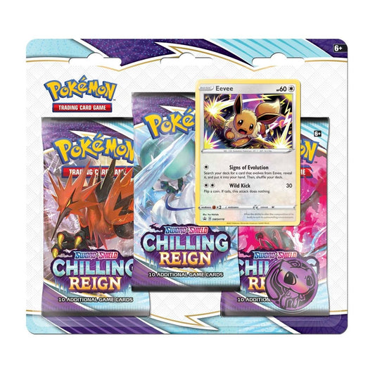 Pokémon TCG: Sword & Shield-Chilling Reign 3 Booster Packs, Eevee Promo Card & Coin