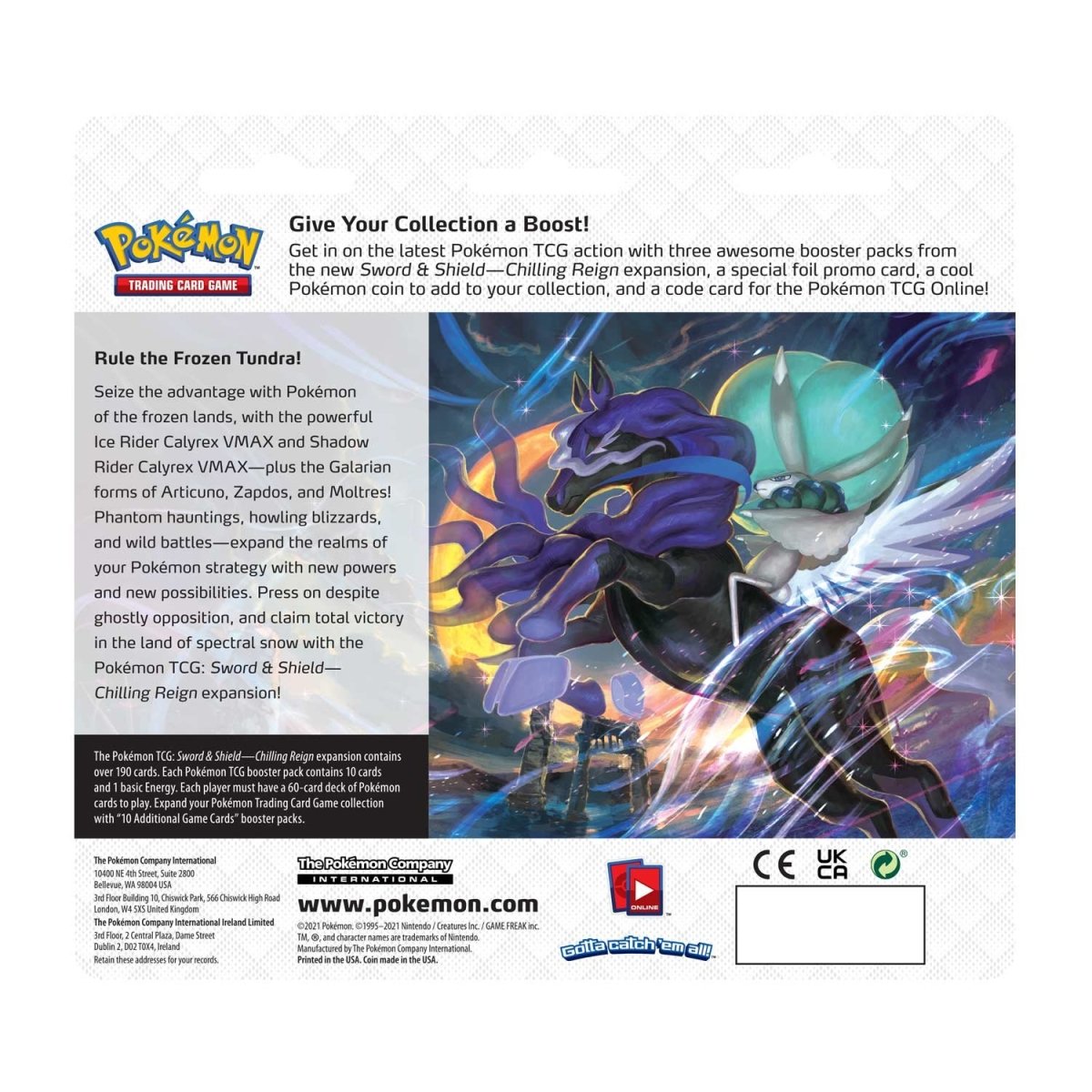 Pokémon TCG: Sword & Shield-Chilling Reign 3 Booster Packs, Eevee Promo Card & Coin