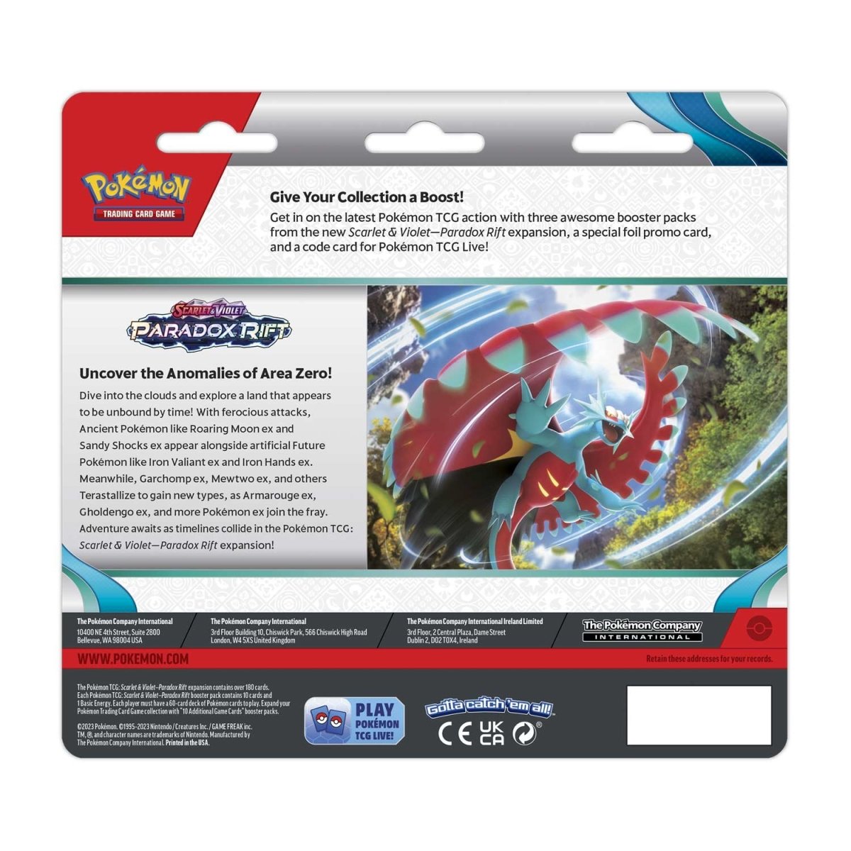 Pokémon TCG: Scarlet & Violet-Paradox Rift 3 Booster Packs & Cetitan Promo Card