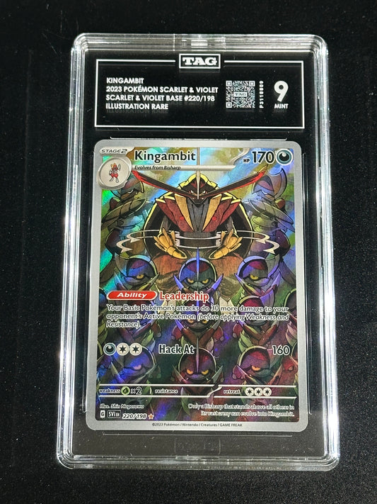 Pokemon Kingambit 220/198 Illustration Rare Scarlet & Violet Base TAG 9 Mint