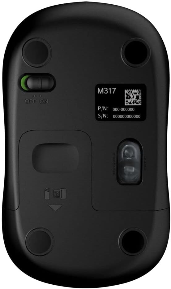 Logitech M317 Wireless Mouse, 2.4 GHz with USB Receiver, 1000 DPI Optical Tracking, 12 Month Battery, Compatible with PC, Mac, Laptop, Chromebook - Black