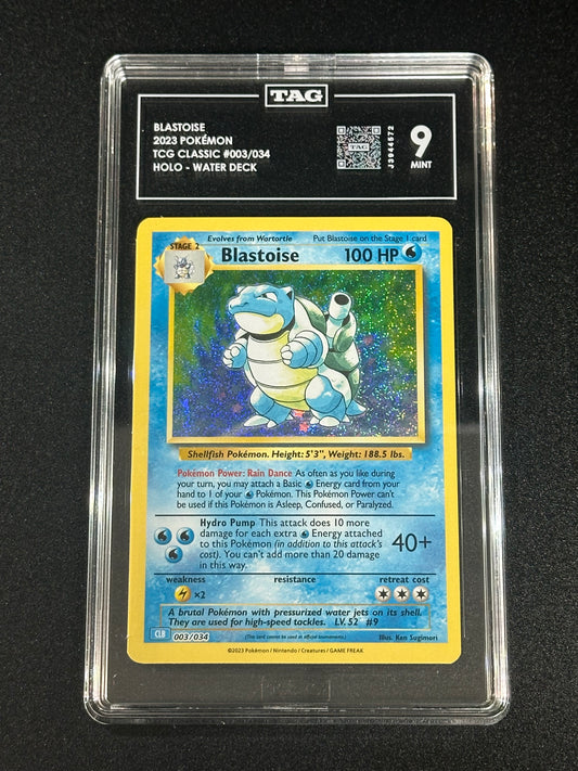 Pokemon Blastoise 003/034 Holo TCG Classic TAG 9 MINT