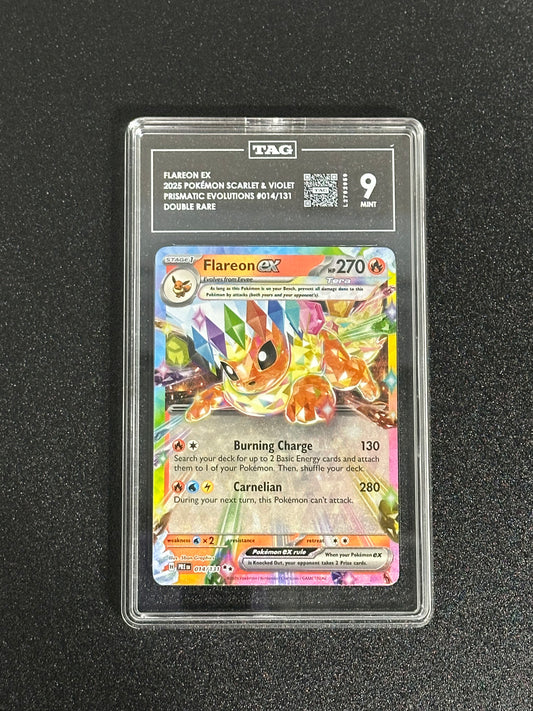 Pokemon Flareon ex 014/131 Double Rare Prismatic Evolutions TAG 9 MINT