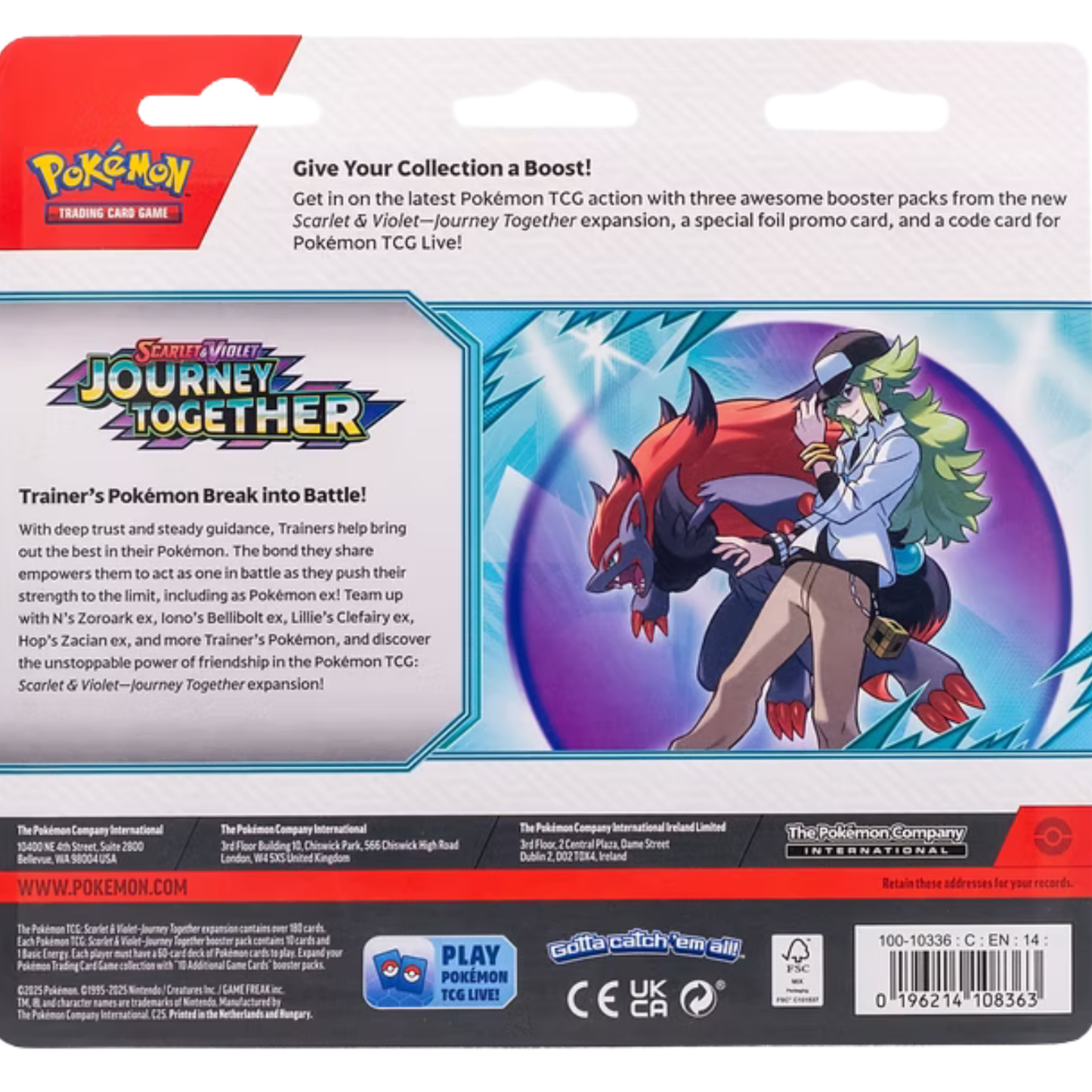 Pokémon TCG: Scarlet & Violet - Journey Together Three Booster Packs & Scrafty Promo Card