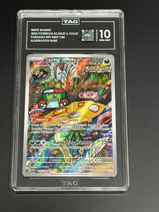Pokemon Brute Bonnet 207/182 Illustration Rare Paradox Rift TAG 10 Gem Mint