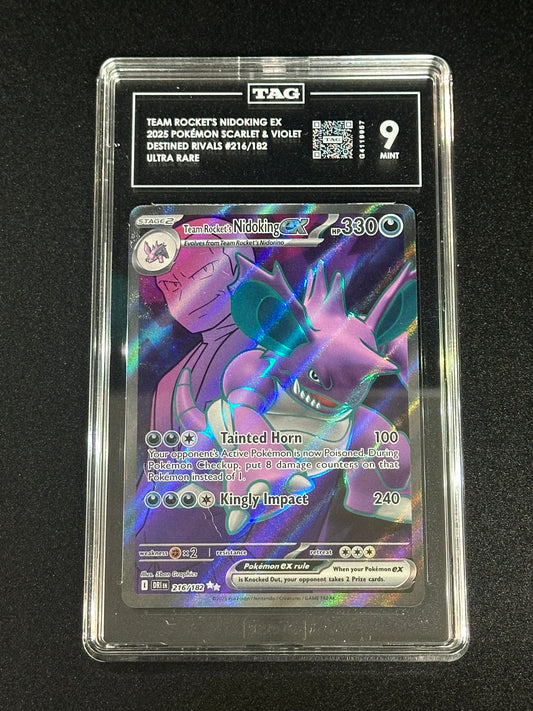 Pokemon Team Rocket's Nidoking ex 216/182 Ultra Rare Destined Rivals TAG 9 MINT