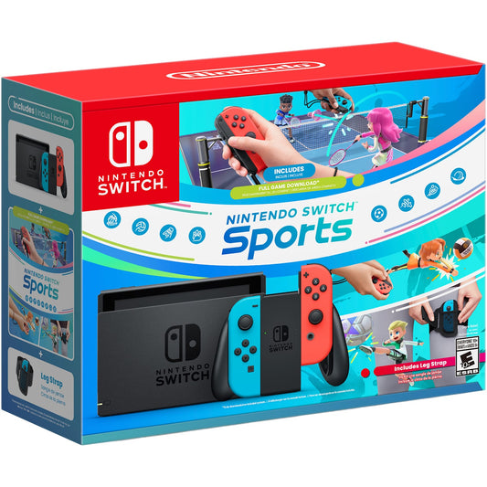 Nintendo Switch + Nintendo Switch Sports + Leg Strap Bundle box