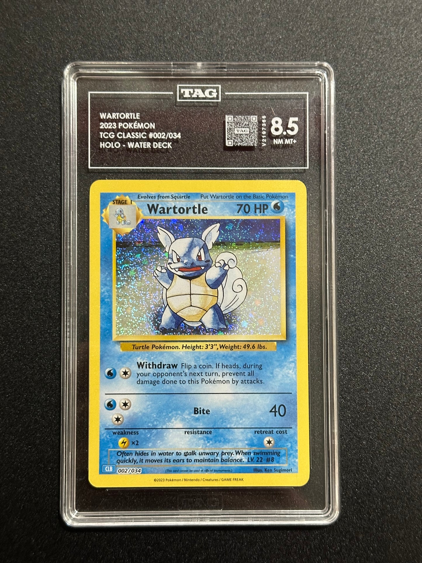 Pokemon Wartortle 002/034 Holo TCG Classic Water Deck TAG 8.5 NM-MT+