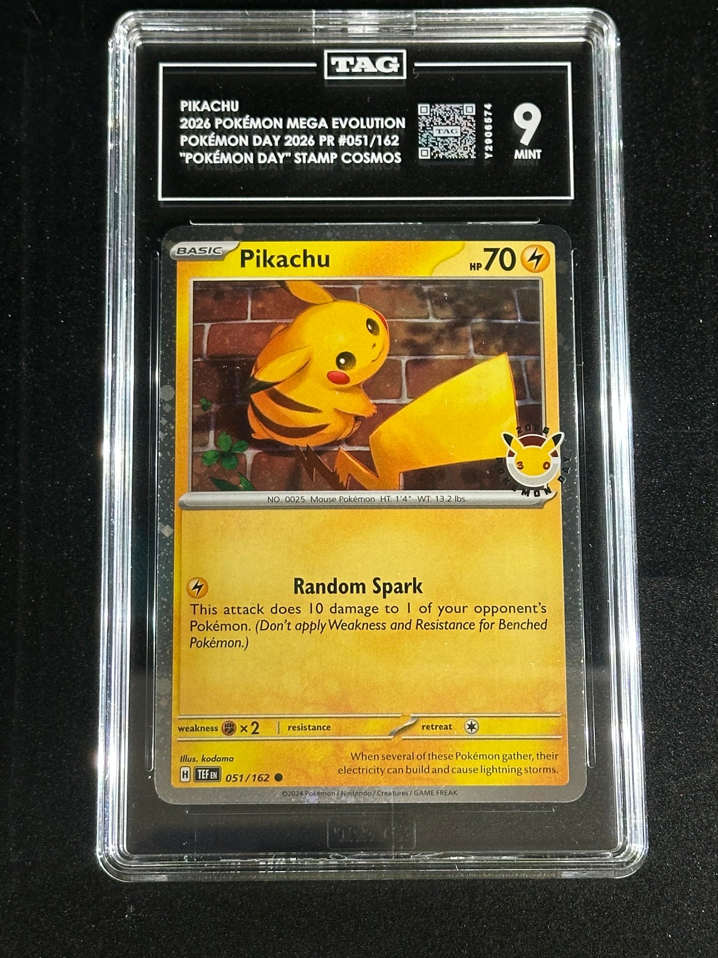 Pokemon Pikachu 051/162 Pokemon Day 2026 Promo Mega Evolution TAG 9 Mint (2)