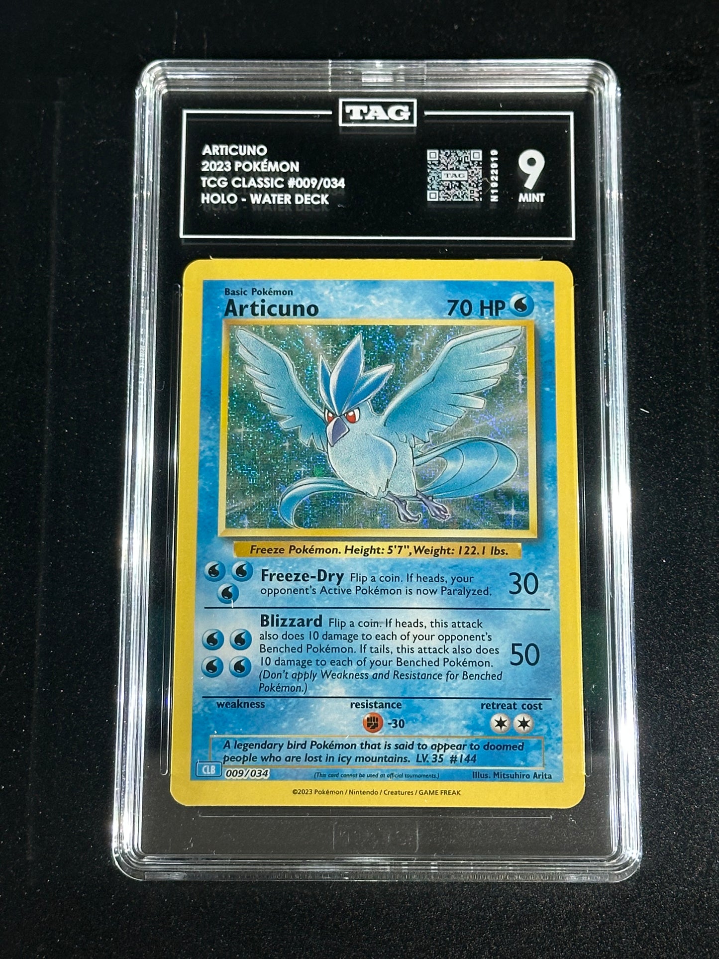 Pokemon Articuno 009/034 Holo TCG Classic TAG 9 Mint