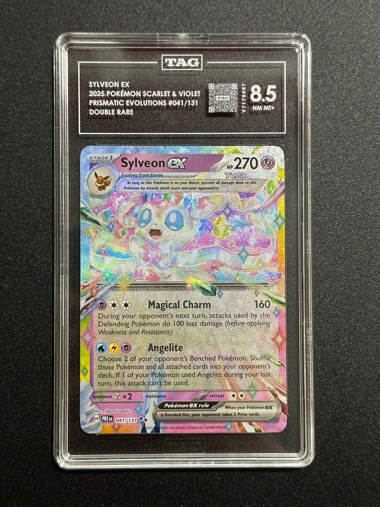 Pokemon Sylveon ex 041/131 Double Rare Prismatic Evolutions TAG 8.5 NM MT+