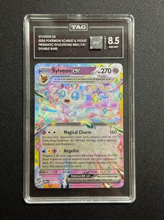 Pokemon Sylveon ex 041/131 Double Rare Prismatic Evolutions TAG 8.5 NM MT+
