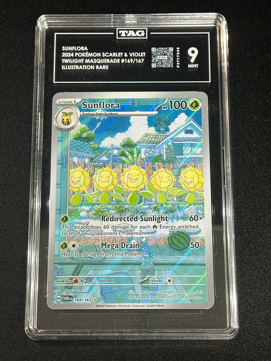 Pokemon Sunflora 169/167 Illustration Rare Twilight Masquerade TAG 9 MINT