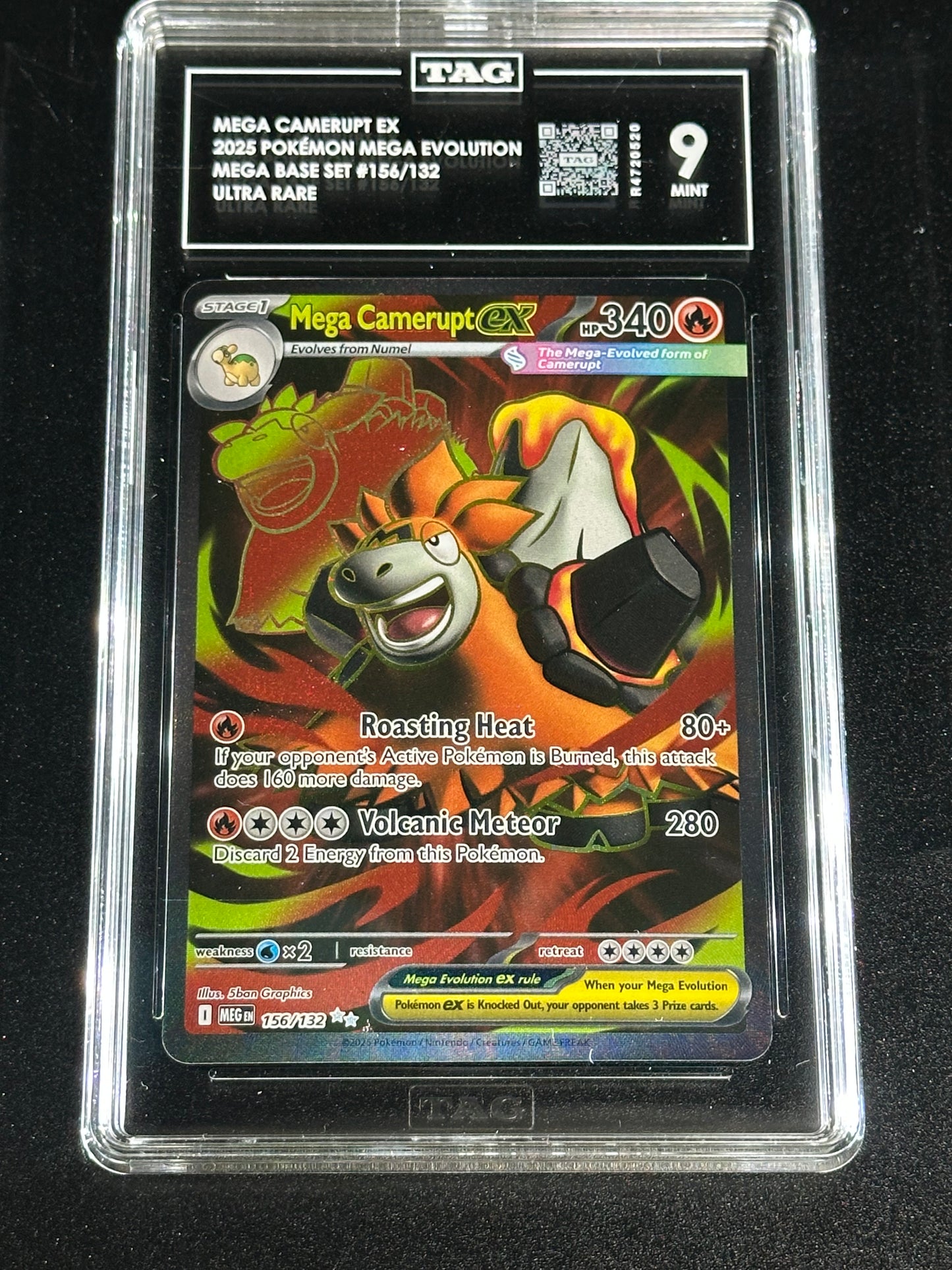 Pokemon Mega Camerupt ex 156/132 Ultra Rare Mega Evolution TAG 9 Mint