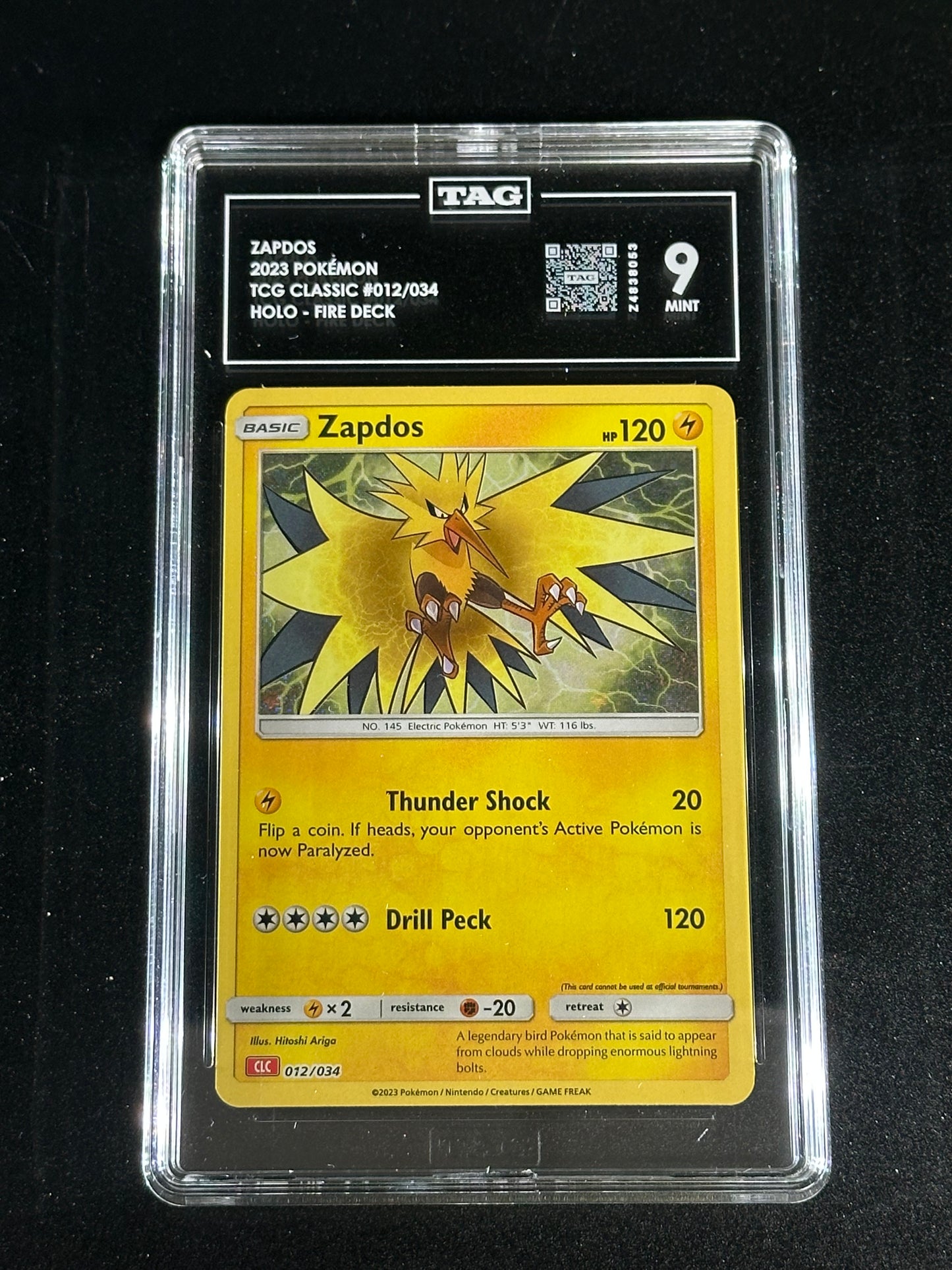 Pokemon Zapdos 012/034 Holo TCG Classic TAG 9 Mint