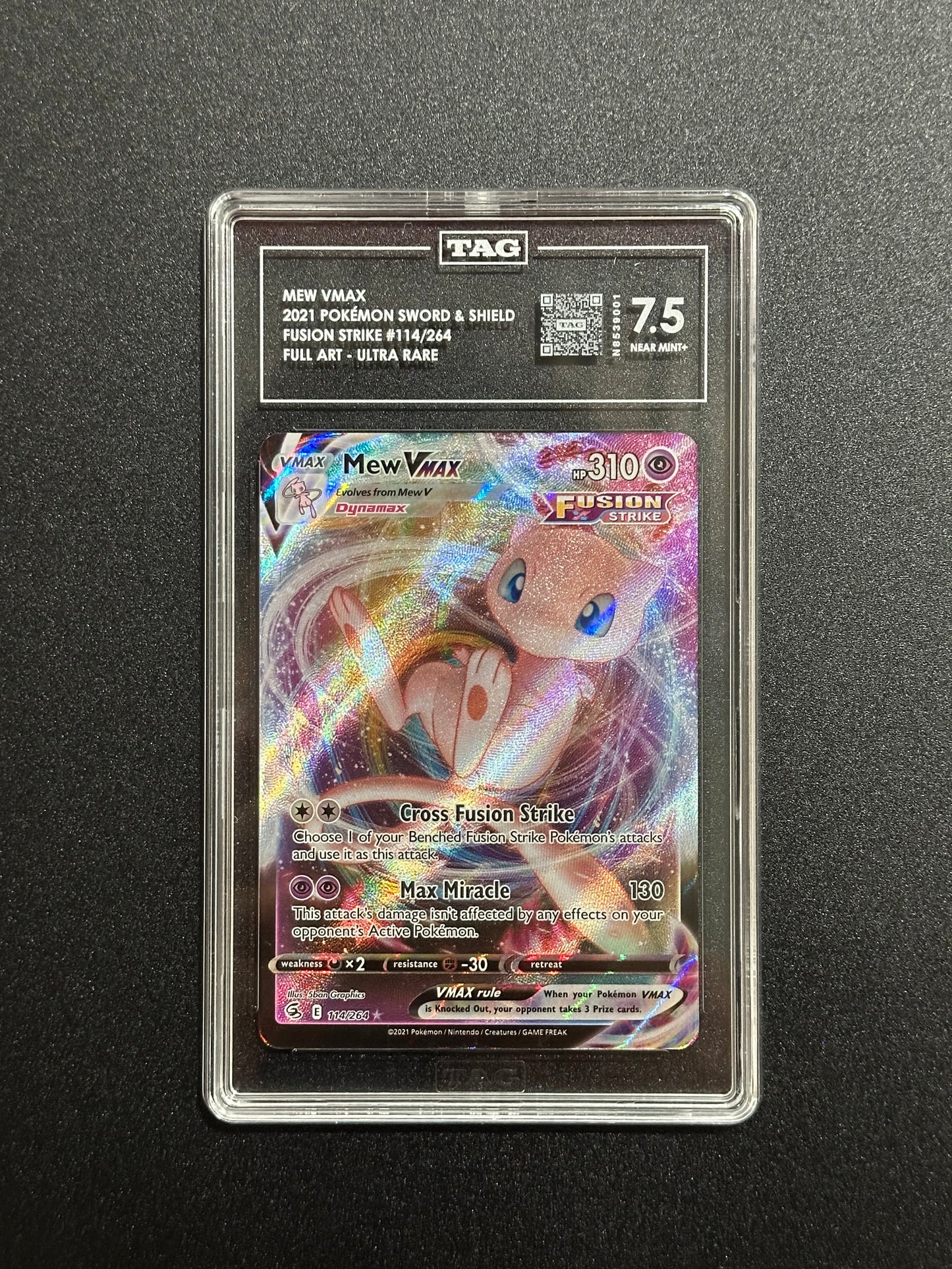 Pokemon Mew VMAX 114/264 Full Art Ultra Rare Fusion Strike TAG 7.5 NM+