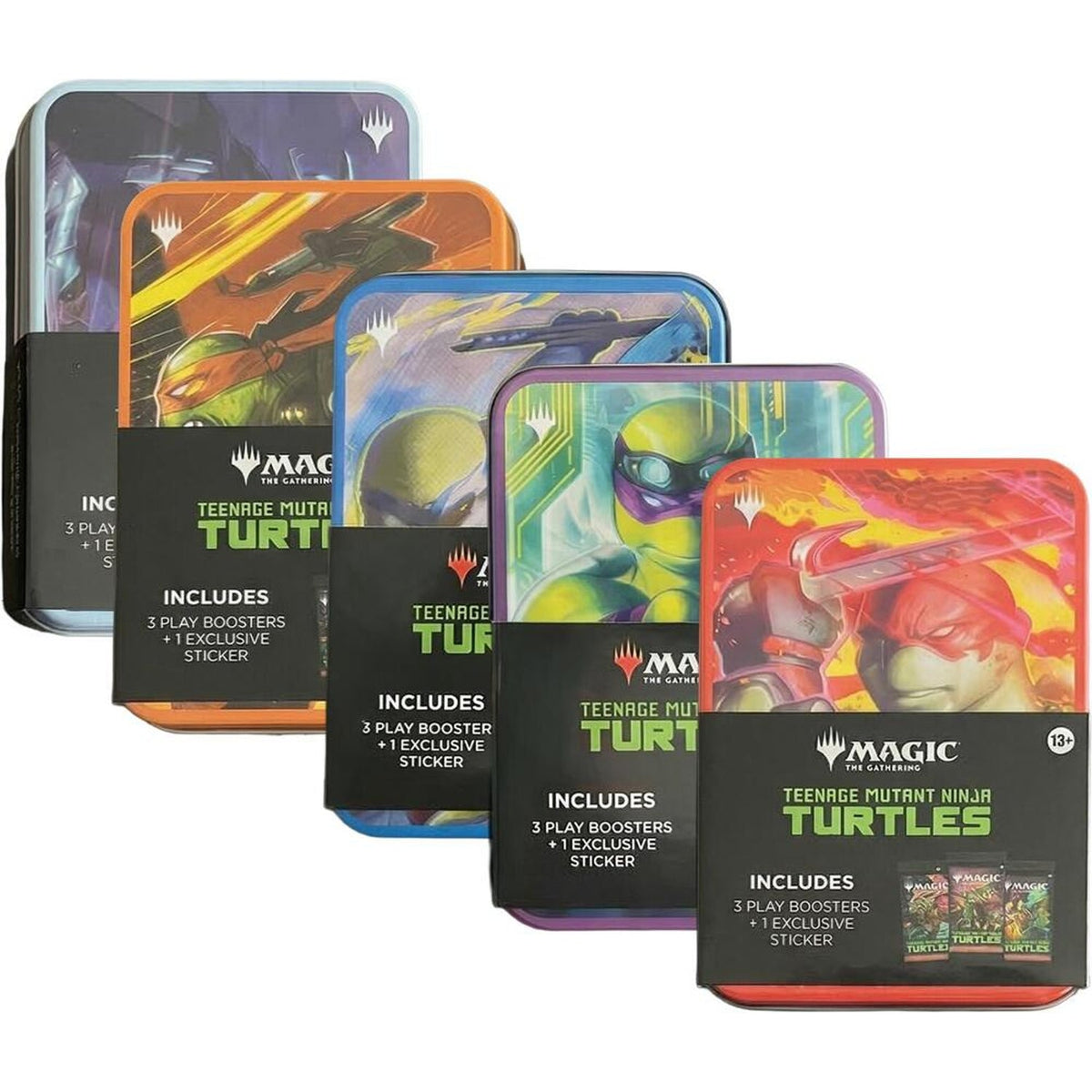 Magic: The Gathering—Teenage Mutant Ninja Turtles Tins — all 5 designs (Leonardo, Donatello, Raphael, Michelangelo, Shredder)