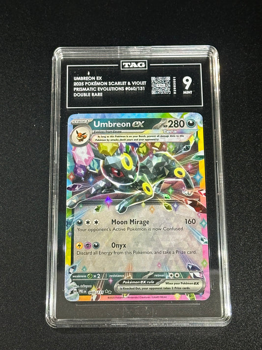 Pokemon Umbreon ex 060/131 Double Rare Prismatic Evolutions TAG 9 MINT