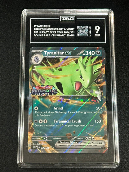 Pokemon Tyranitar ex 064/131 Double Rare Prismatic Evolutions STAMPED TAG 9 MINT