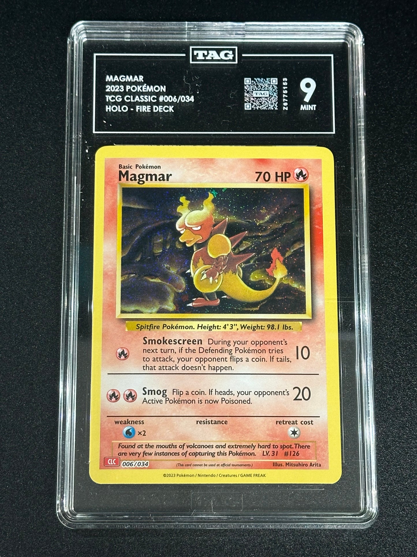 Pokemon Magmar 006/034 Holo TCG Classic TAG 9 MINT