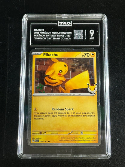 Pokemon Pikachu 051/162 Pokemon Day 2026 Promo Mega Evolution TAG 9 Mint (3)