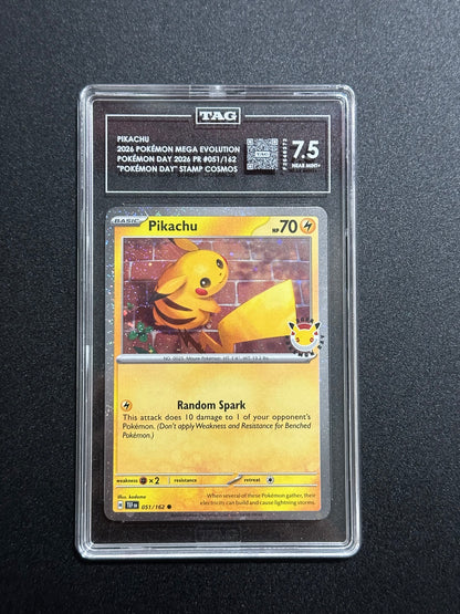 Pokemon Pikachu 051/162 Pokemon Day Stamp Cosmos Promo TAG 7.5 NM+