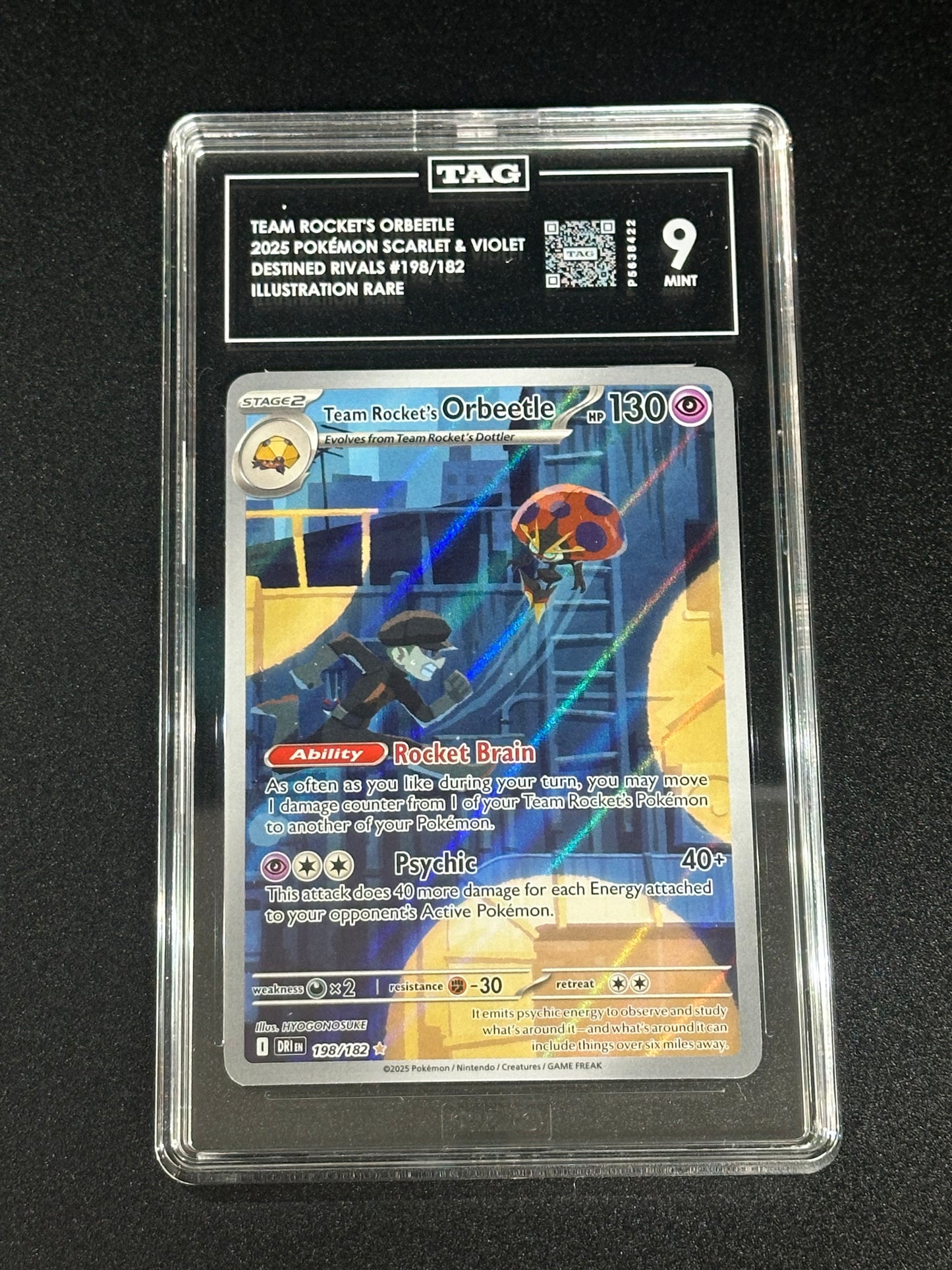 Pokemon Team Rocket's Orbeetle 198/182 Illustration Rare Destined Rivals TAG 9 MINT