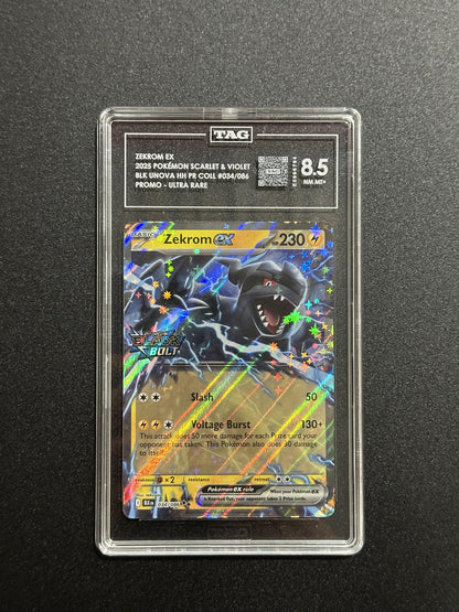Zekrom ex 034/086 Promo Ultra Rare Black Bolt TAG 8.5 NM MT+ - front