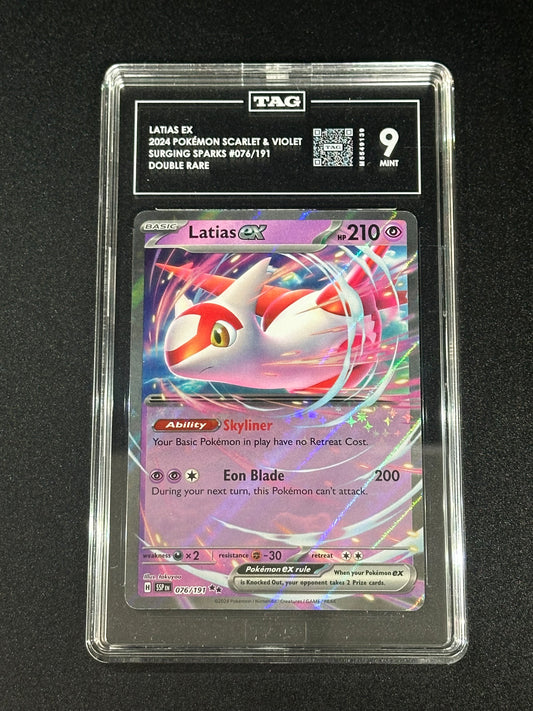 Pokemon Latias ex 076/191 Double Rare Surging Sparks TAG 9 MINT