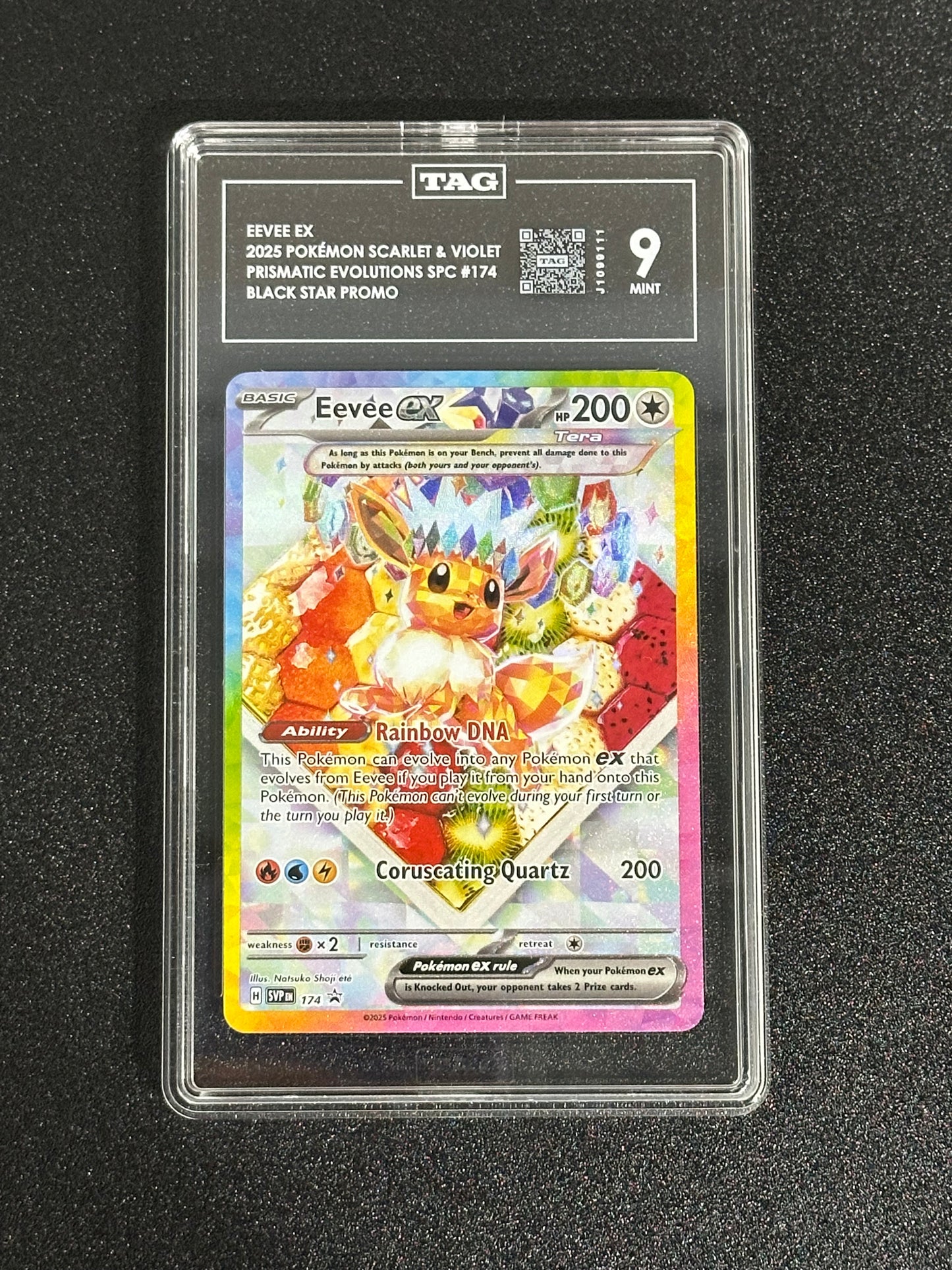 Pokemon Eevee ex 174 Black Star Promo Prismatic Evolutions TAG 9 MINT