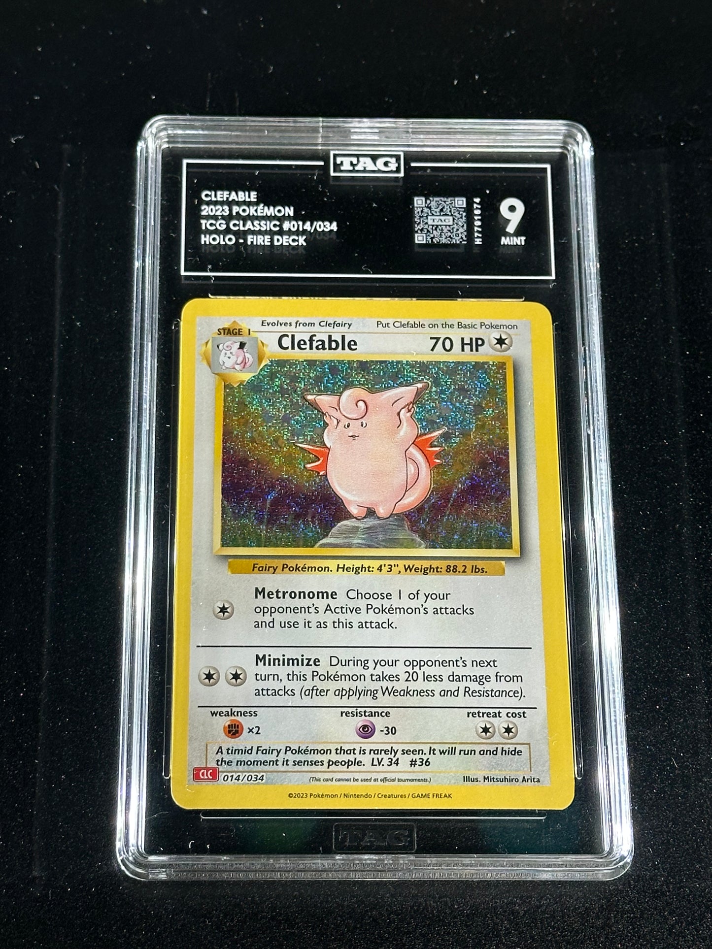 Pokemon Clefable 014/034 Holo TCG Classic TAG 9 Mint
