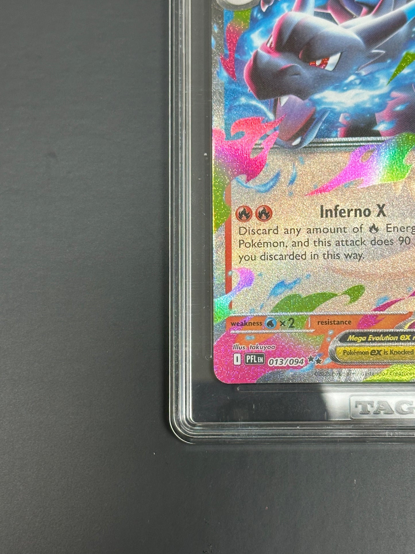 Pokemon Mega Charizard X ex 013/094 Double Rare Phantasmal Flames TAG 10 Gem Min