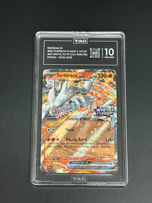 Pokemon Reshiram ex 020/086 Promo Ultra Rare White Flare TAG 10 Gem Mint