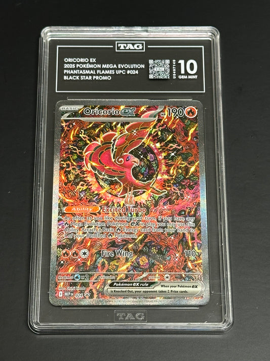 Pokemon Oricorio ex 024 Black Star Promo Mega Evolution UPC TAG 10 Gem Mint