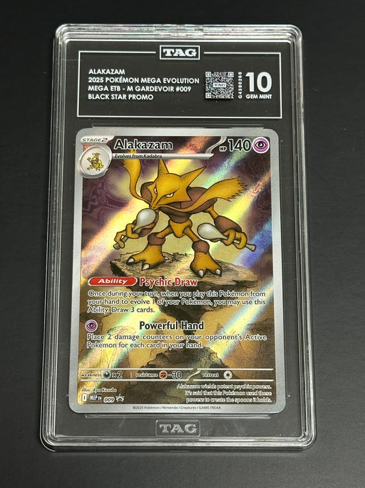 Pokemon Alakazam 009 Black Star Promo Mega Evolution ETB TAG 10 Gem Mint