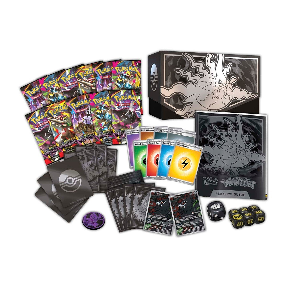 Mega Evolution Pitch Black Pokemon Center Elite Trainer Box contents