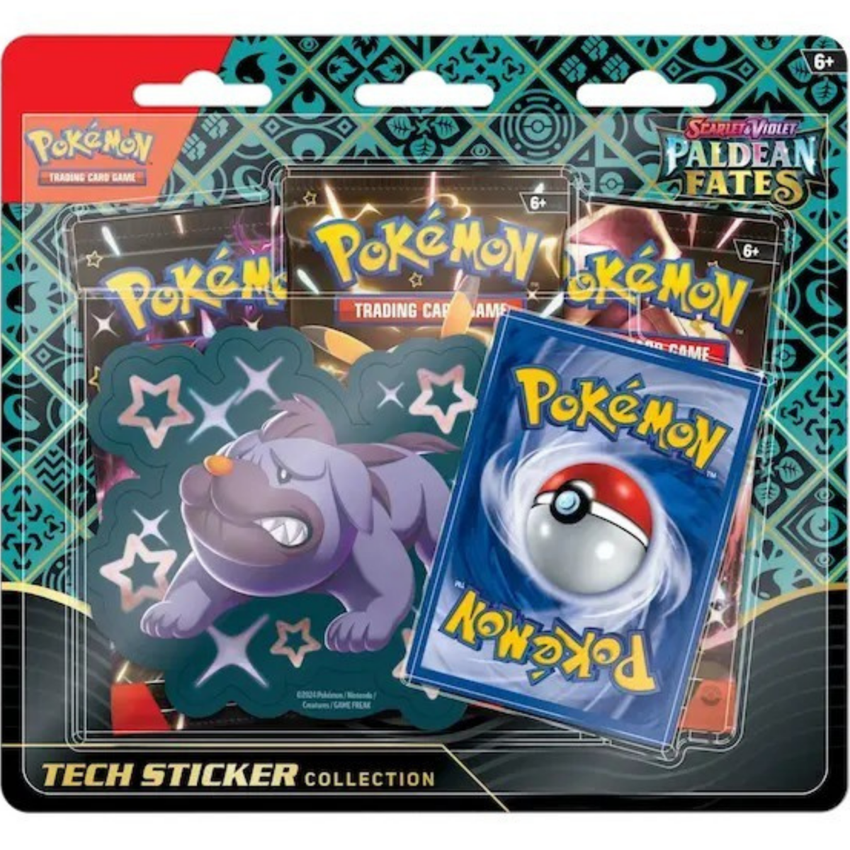 Pokémon TCG: Scarlet & Violet—Paldean Fates Tech Sticker Collection – Maschiff (1 Foil Promo Card & 3 Booster Packs)