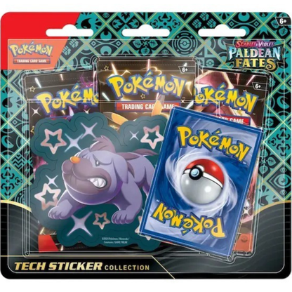 Pokémon TCG: Scarlet & Violet—Paldean Fates Tech Sticker Collection – Maschiff (1 Foil Promo Card & 3 Booster Packs)