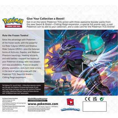 Pokémon TCG: Sword & Shield-Chilling Reign 3 Booster Packs, Eevee Promo Card & Coin