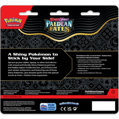 Pokémon TCG: Scarlet & Violet—Paldean Fates Tech Sticker Collection – Maschiff (1 Foil Promo Card & 3 Booster Packs)