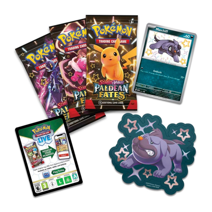 Pokémon TCG: Scarlet & Violet—Paldean Fates Tech Sticker Collection – Maschiff (1 Foil Promo Card & 3 Booster Packs)