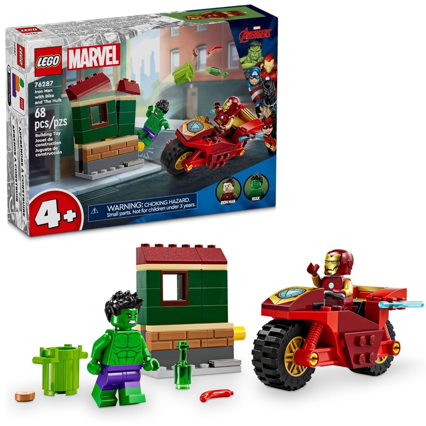 LEGO Marvel: Iron Man with Bike and The Hulk Building Set (76287)