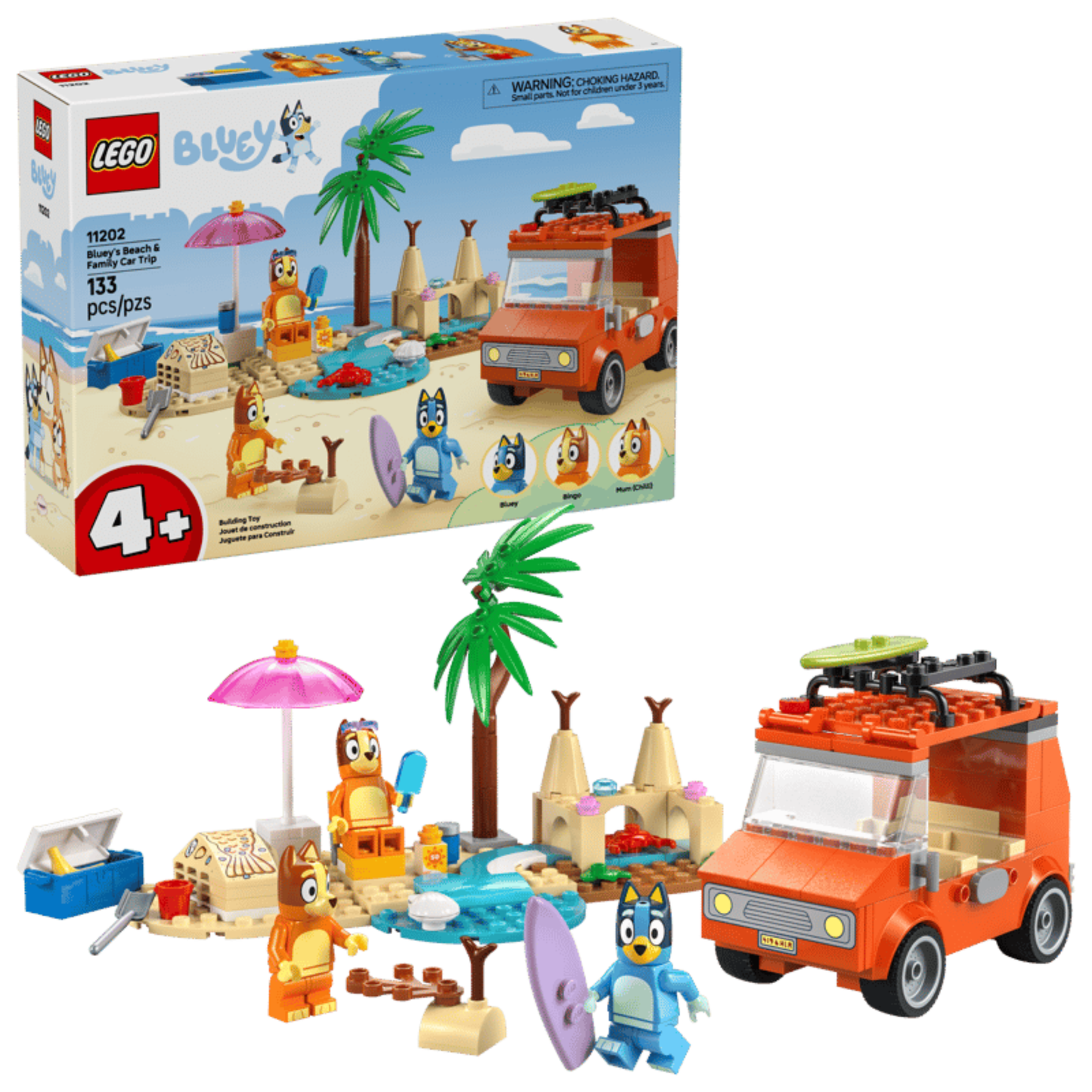 LEGO Bluey: Bluey’s Beach & Family Car Trip Building Set 11202