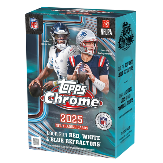 2025 Topps Chrome NFL Trading Cards Blaster Box