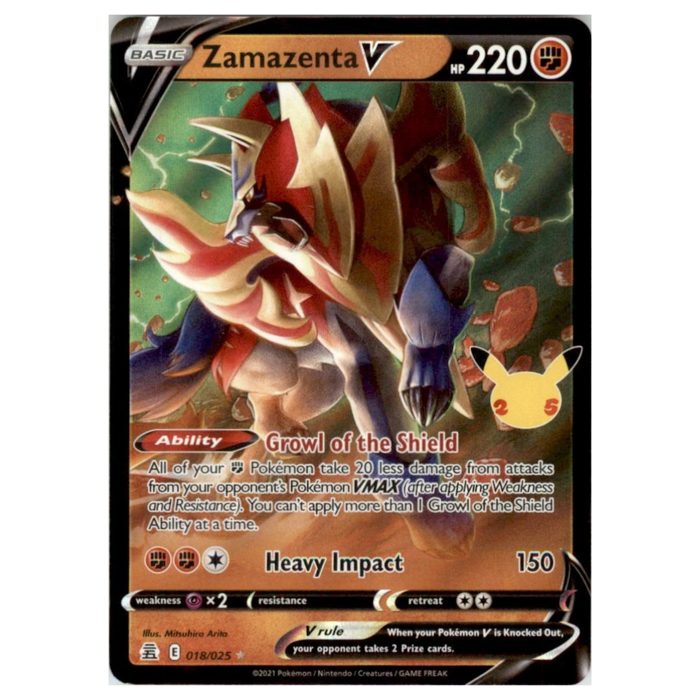 Pokémon TCG: Zamazenta V #18 – Celebrations Single Card