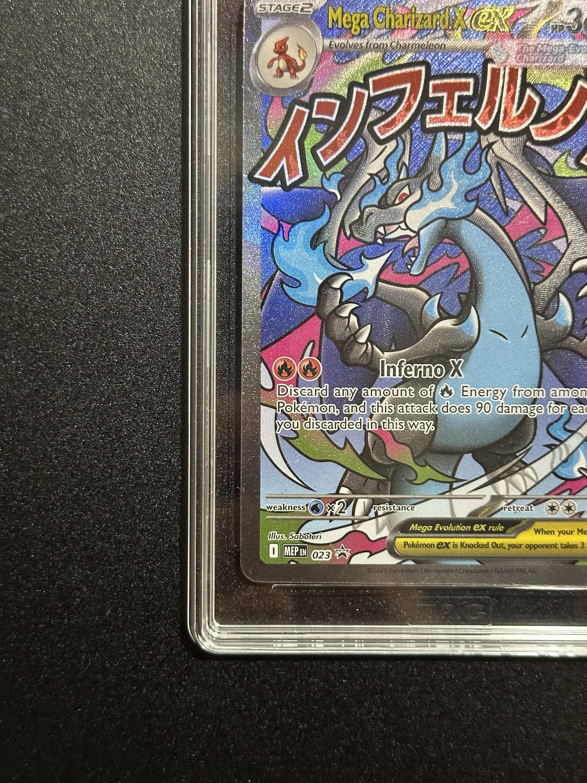 Mega Charizard X ex 023 - bottom left corner