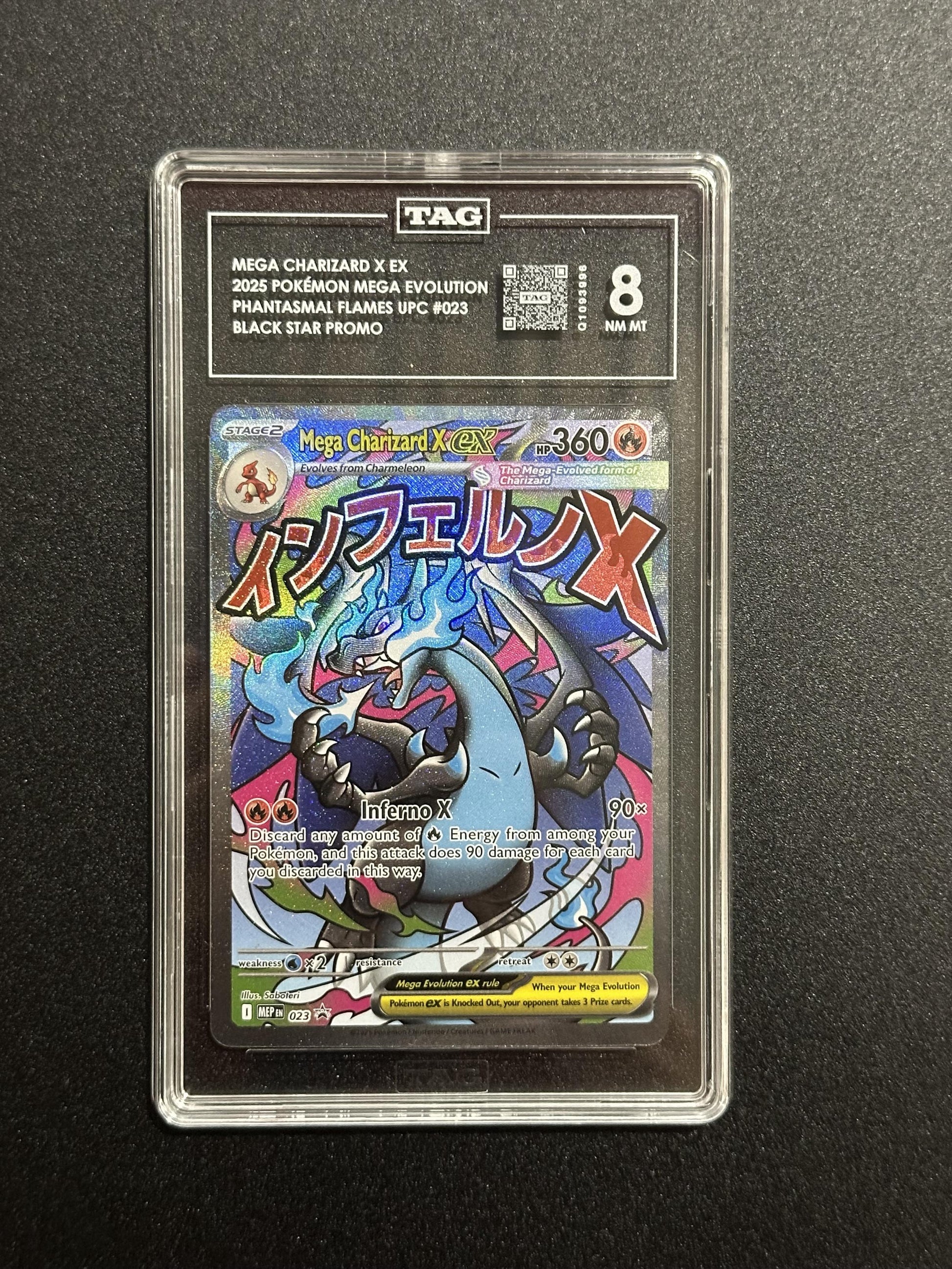 Mega Charizard X ex 023 Black Star Promo Phantasmal Flames UPC TAG 8 NM-MT - front